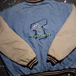 Disney World vintage 90s Tigger Winnie the Pooh denim varsity jacket SUPER RARE